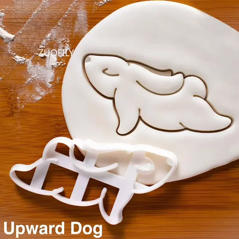 1/4pcs Cute Yoga Rabbit Easter Christmas Plastic Cookie Embossed Mold Fondant Cookie Cutter Bunny Biscuit Mold DIY Baking Tools