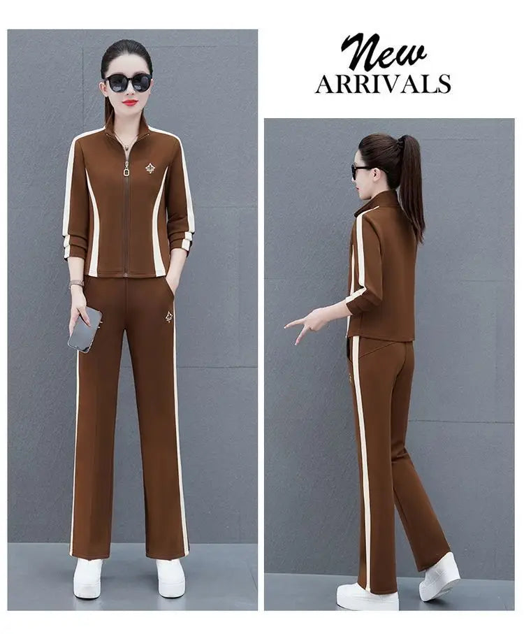 Women's Sportswear Suit Spring And Autumn Clothing New Fashion Leisure Tracksuit For Woman Crop Top Pants Two Pieces Sets