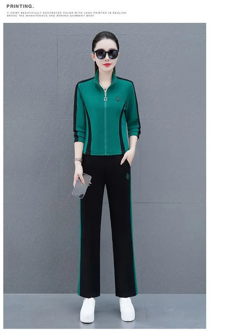 Women's Sportswear Suit Spring And Autumn Clothing New Fashion Leisure Tracksuit For Woman Crop Top Pants Two Pieces Sets