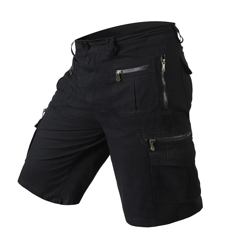 5XL Men Work Cargo Shorts Summer Pure Cotton Loose Straight Multi-pockets Casual Knee Length Hiking Sports Shorts Male Plus Size