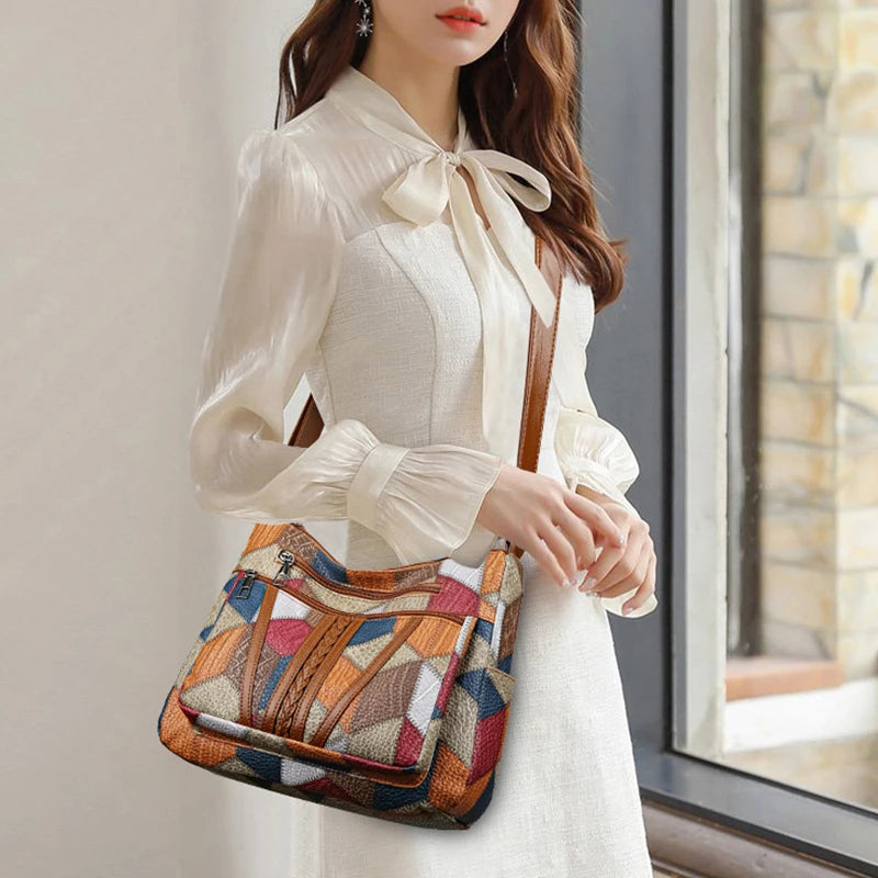 Women's Elegant Vintage Crossbody Bag Trendy Hand Bag Fashion Multi-pockets Shoulder Bag All-match Retro Crossbody Bag for Daily use