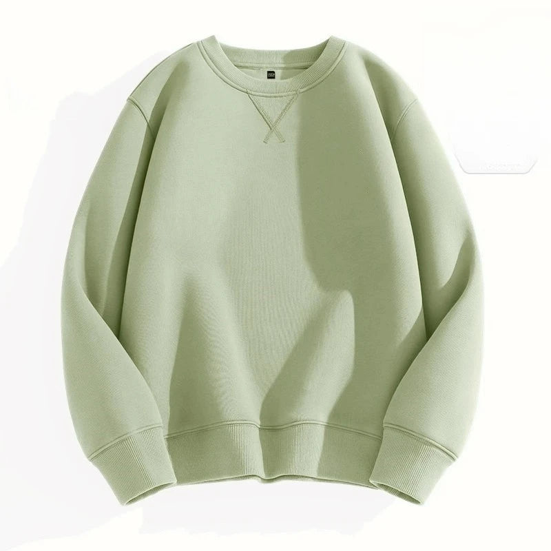 heavy cotton sweater men's autumn new loose and thick long-sleeved t-shirt solid color Japanese crew neck bottoming shirt mon
