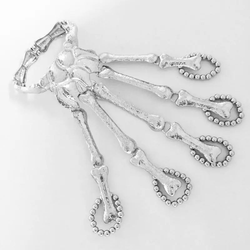 Fashion Women Punk Bracelet Alloy Skull Finger Hand Chain Skeleton Bone Ladies Girls Bracelets Halloween Gifts MIAO-US
