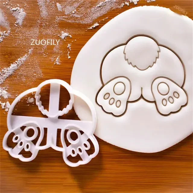 1/4pcs Cute Yoga Rabbit Easter Christmas Plastic Cookie Embossed Mold Fondant Cookie Cutter Bunny Biscuit Mold DIY Baking Tools