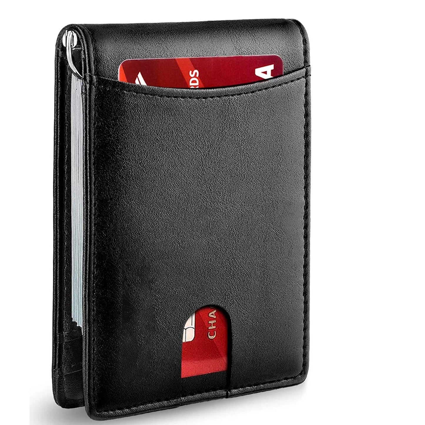 Slim Wallets for Men - Leather Money Clip Mens Wallet - RFID Blocking Front Pocket Bifold Wallet - Minimalist Credit Card Holder mon