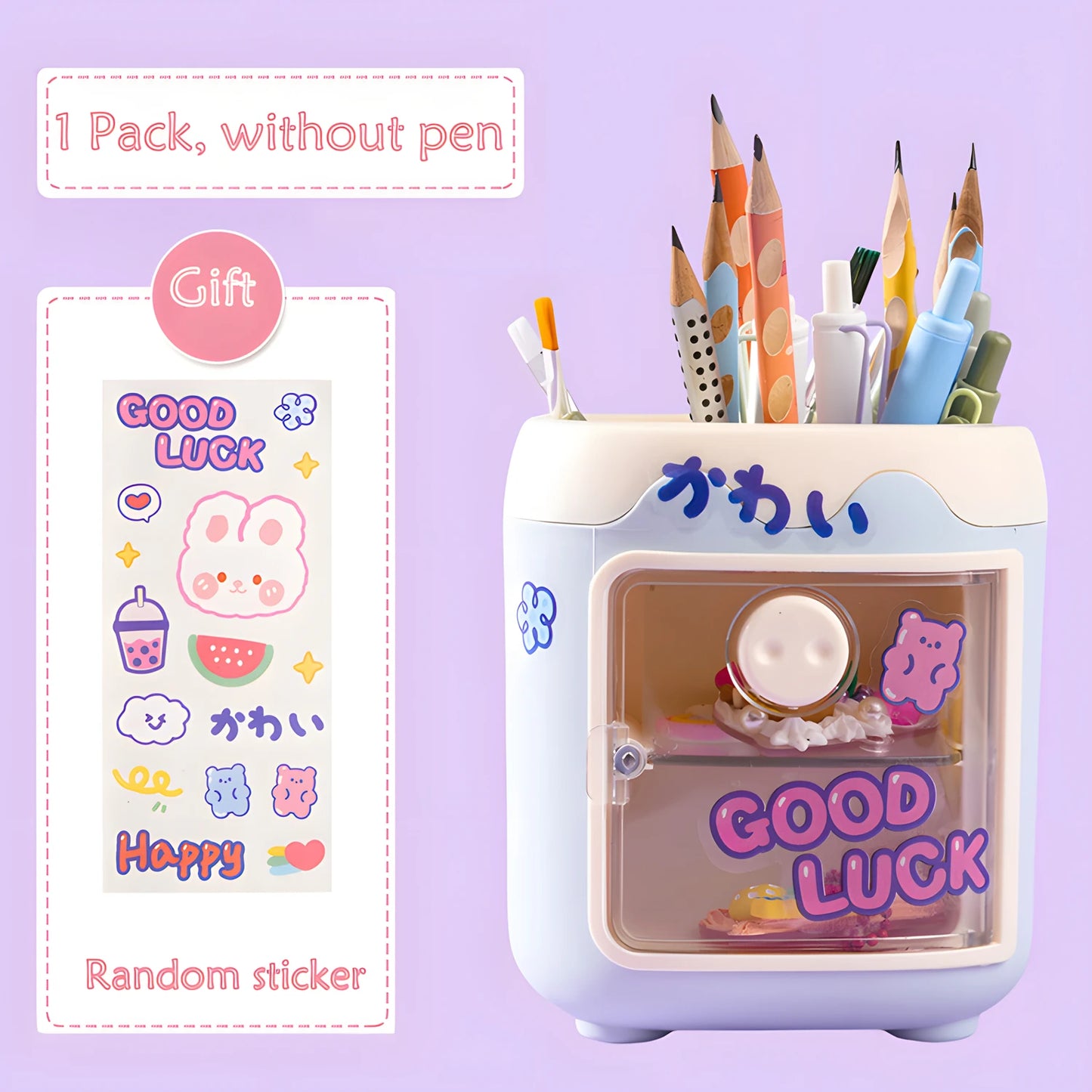 Pen Holder Pencil Organizer with Drawer, Cosmetic Makeup Brushes Holder for Dressing Table, Pig Nose Cute Pen Holder Office