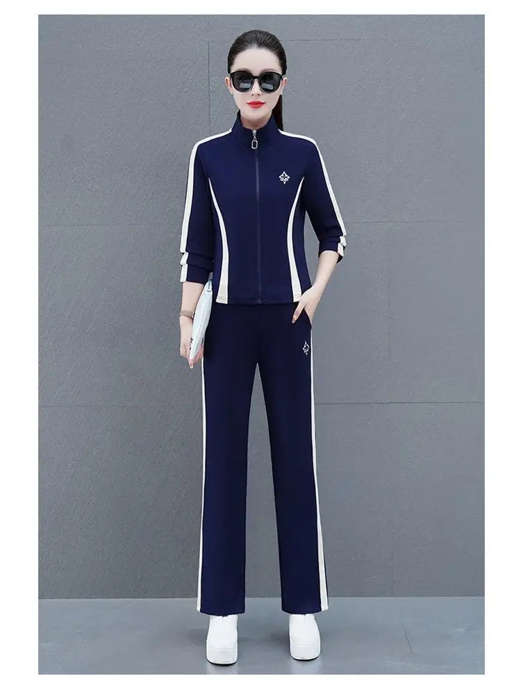 Women's Sportswear Suit Spring And Autumn Clothing New Fashion Leisure Tracksuit For Woman Crop Top Pants Two Pieces Sets