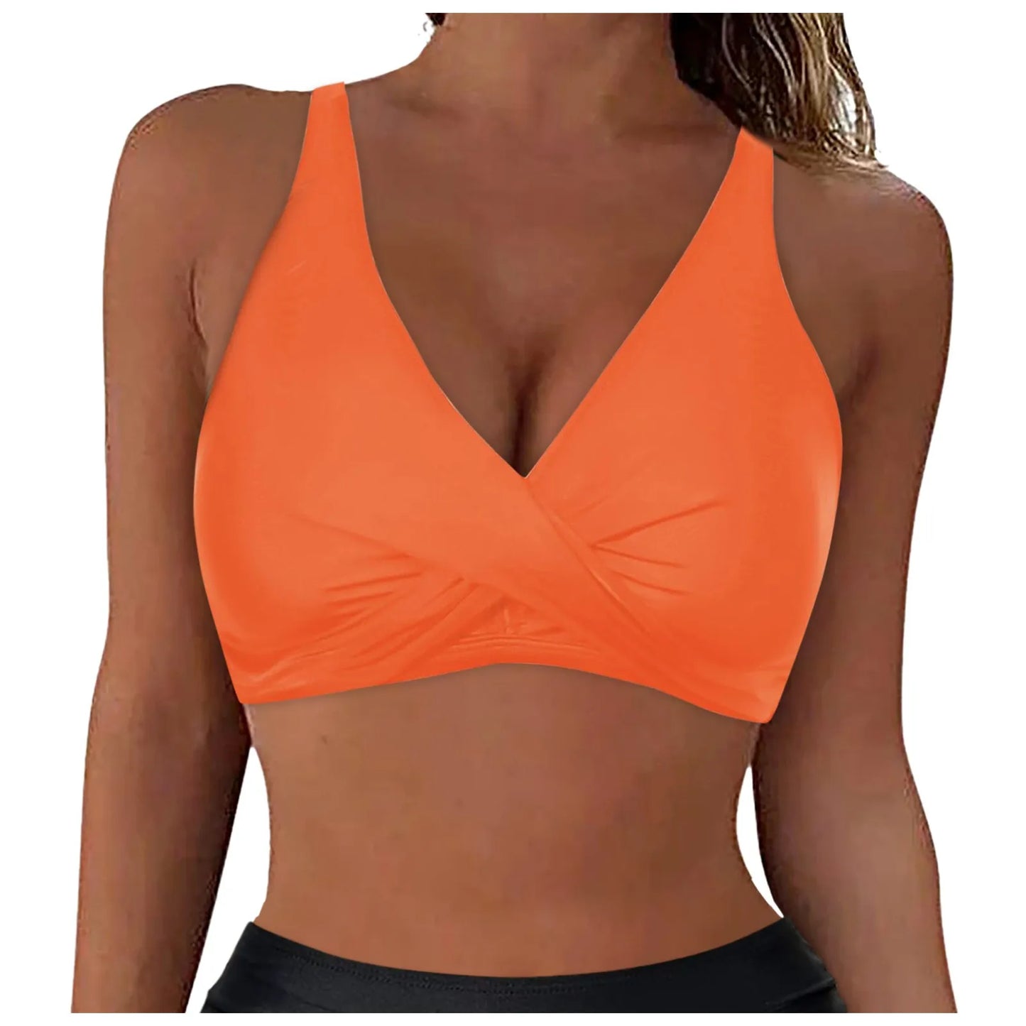 Women Lace Up Swimwear Tops Underwire Full Coverage Bikini Top Push Up Swim Crop Top Tie Back Bathing Suit купальник 2024 тренд