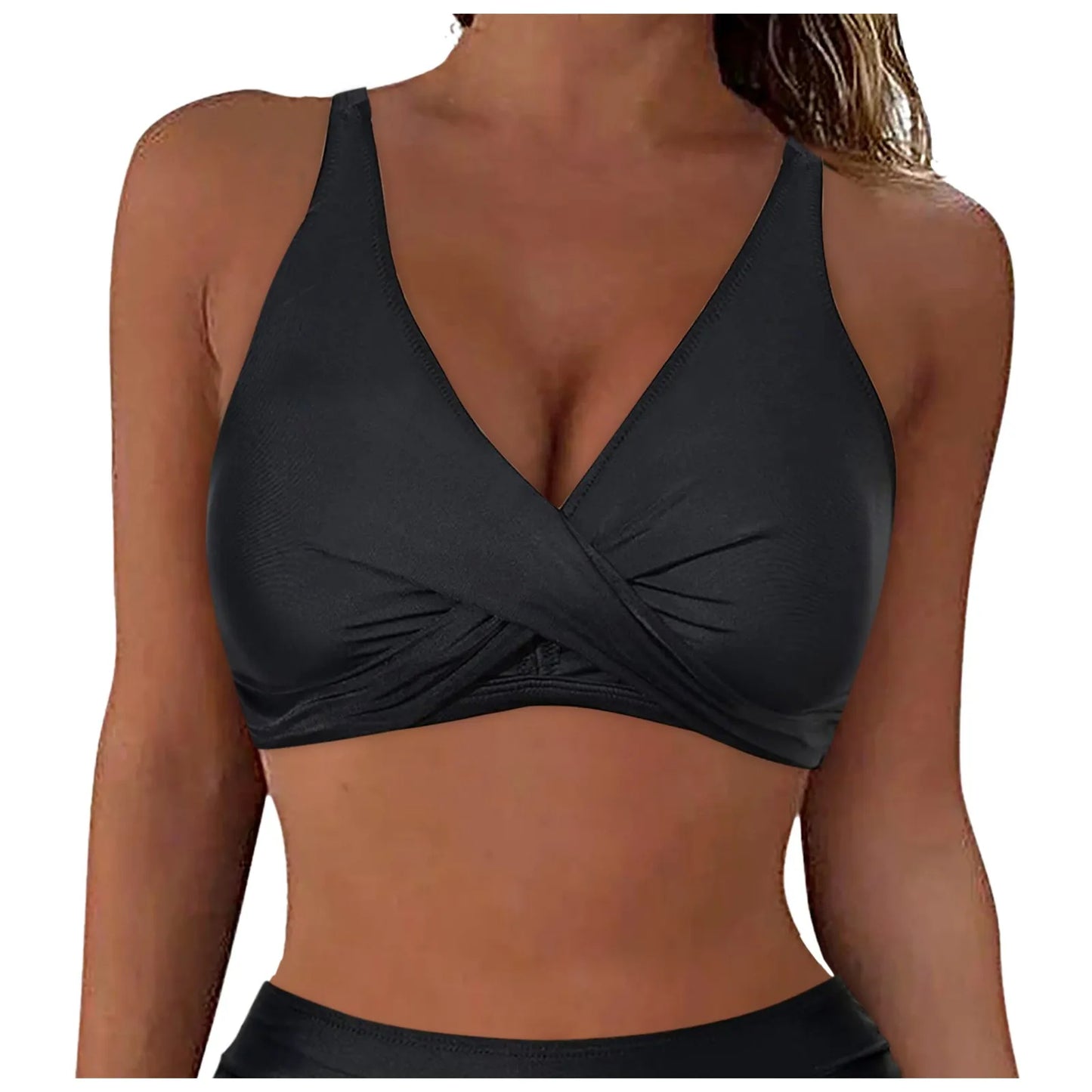 Women Lace Up Swimwear Tops Underwire Full Coverage Bikini Top Push Up Swim Crop Top Tie Back Bathing Suit купальник 2024 тренд
