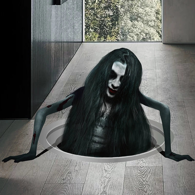 3D Floor Wall Stickers Scary Ghost Halloween Removable Interior Decoration Scary Atmosphere Bar Party Spooky Decoration Props