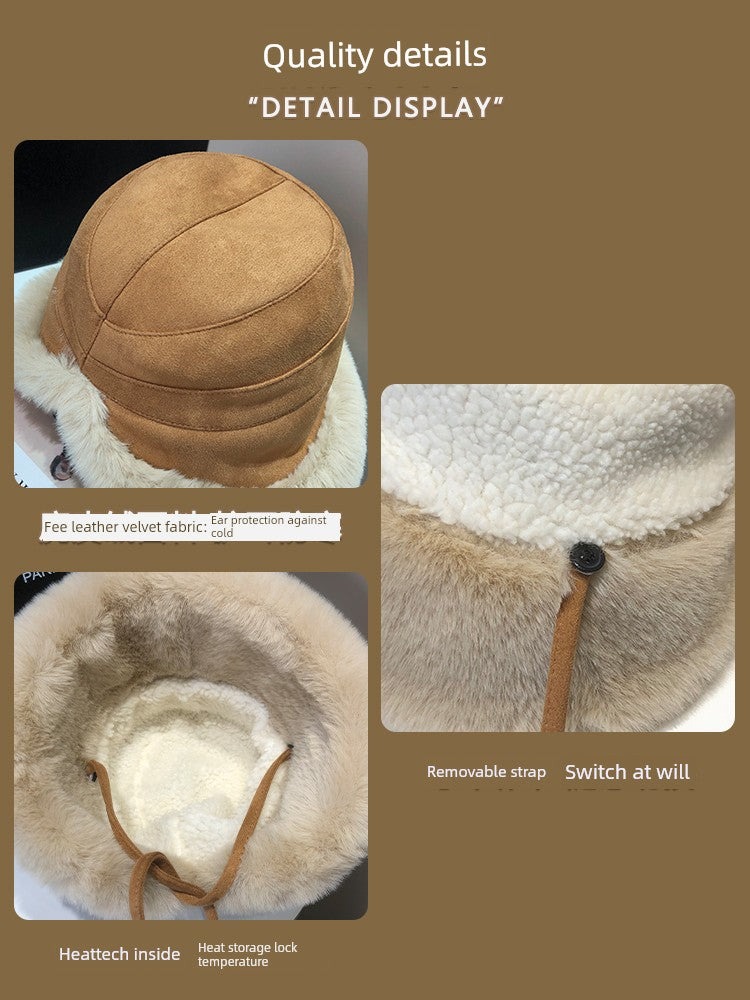 Furry Women's Winter Fleece-lined Thickened Northeast Fisherman Hat