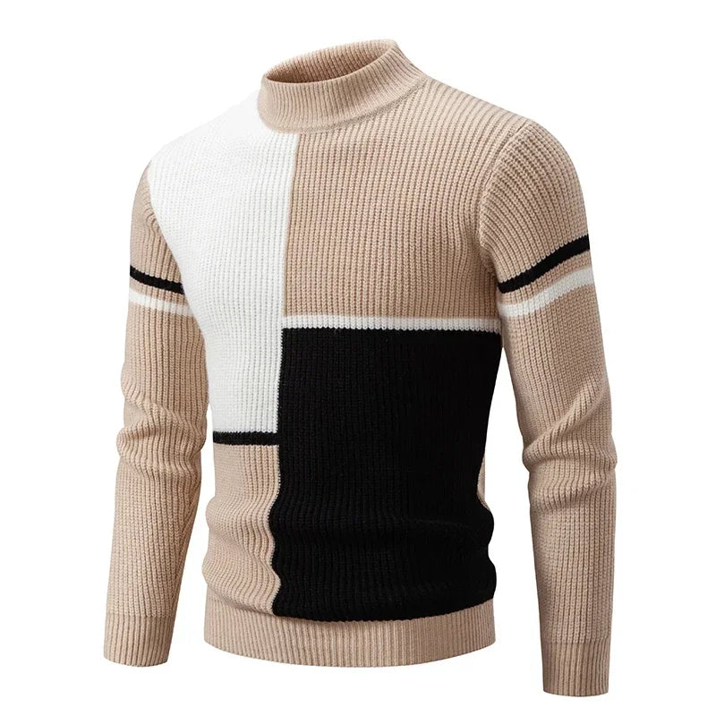 Sweatwear New Men's Autumn and Winter Casual Warm Neck Sweater Knit Pullover Tops Man Clothes