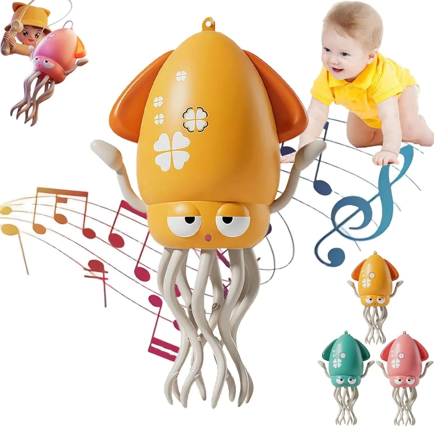 Electric Auto-Avoid Octopus with LED Lights Music Electric Crawling Octopus Toy Stress Relief Gift Octopus Interactive Robotics
