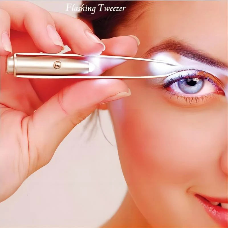 1pc Portable Stainless Steel Smart Design Eyebrow Hair Remove Tweezer With LED Light Makeup Tool - unique