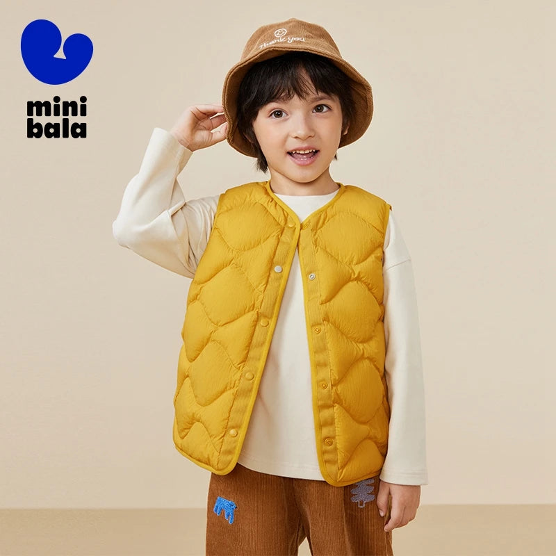 Mini Bala Kids Down Vest Winter Reversible Duck Down Waterproof Windproof Warm Lightweight for Outdoor Activities Macaron Color