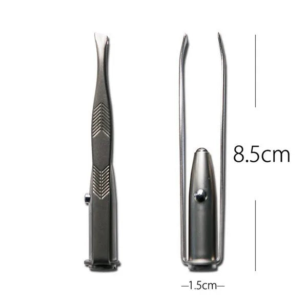 1pc Portable Stainless Steel Smart Design Eyebrow Hair Remove Tweezer With LED Light Makeup Tool - unique