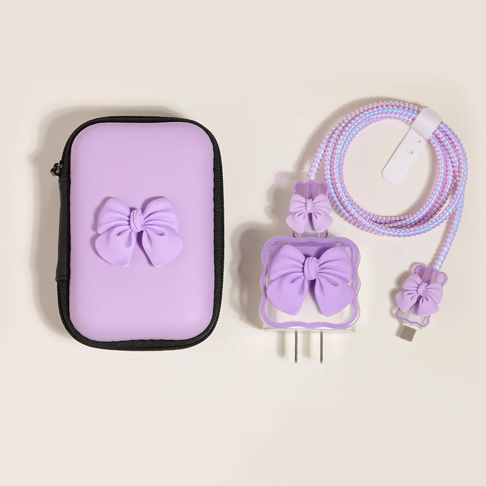 Cute Ins Cable Protector For iPhone iPad 18W/20W Charger Protective Case With Storage Bag Cable Management Wire Cord Unique Organizer