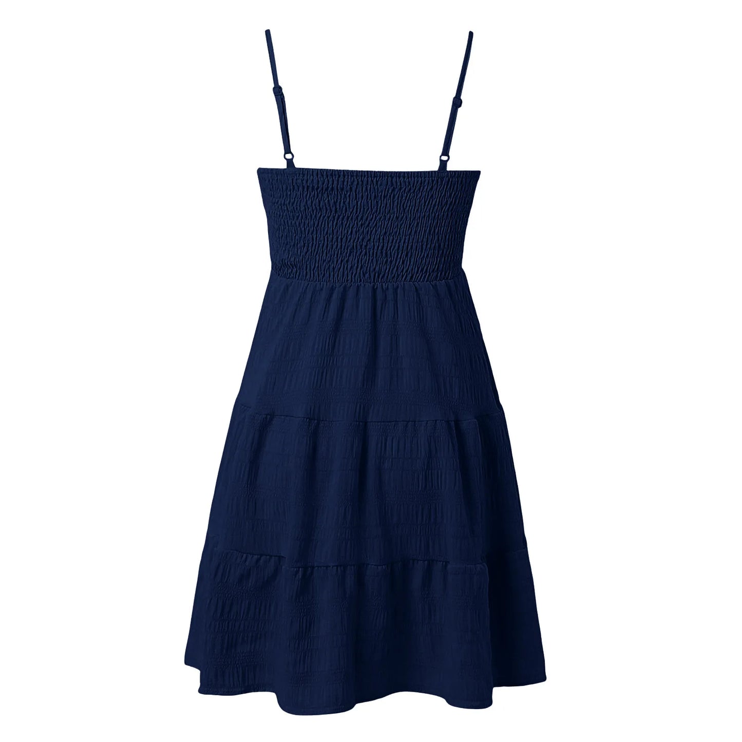 Bohemian Beach Sundress Women Sleeveless Backless Big Swing Mini Dress Solid Spaghetti Strap Ruffles Dresses