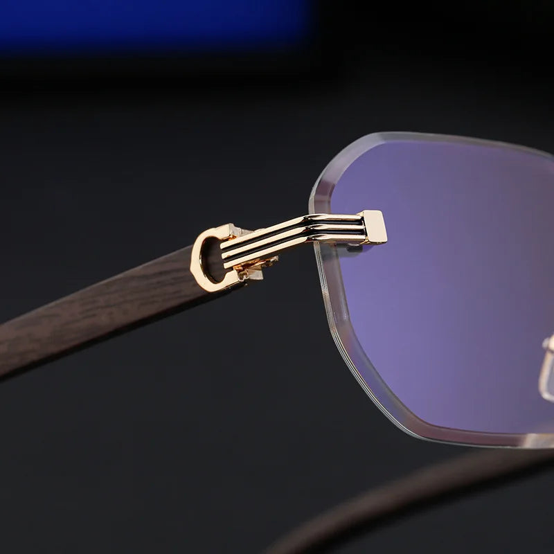 Vintage Square Rimless Sunglasses Men Luxury Brand Trendy Frameless Punk UV400 Eyewear Anti Blue Light Prescription Glasses