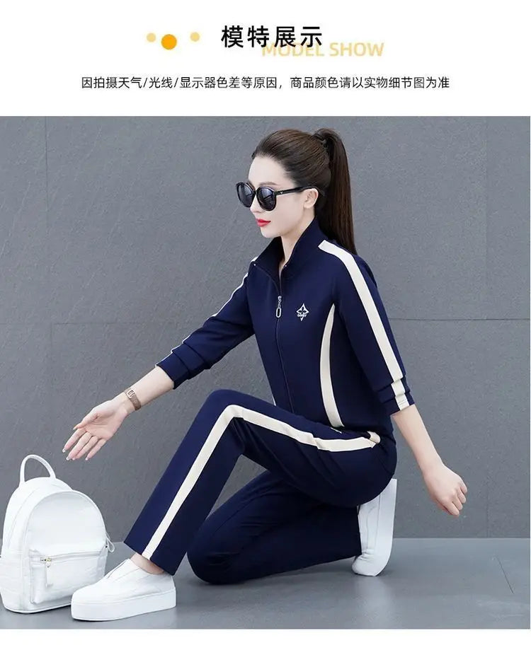 Women's Sportswear Suit Spring And Autumn Clothing New Fashion Leisure Tracksuit For Woman Crop Top Pants Two Pieces Sets