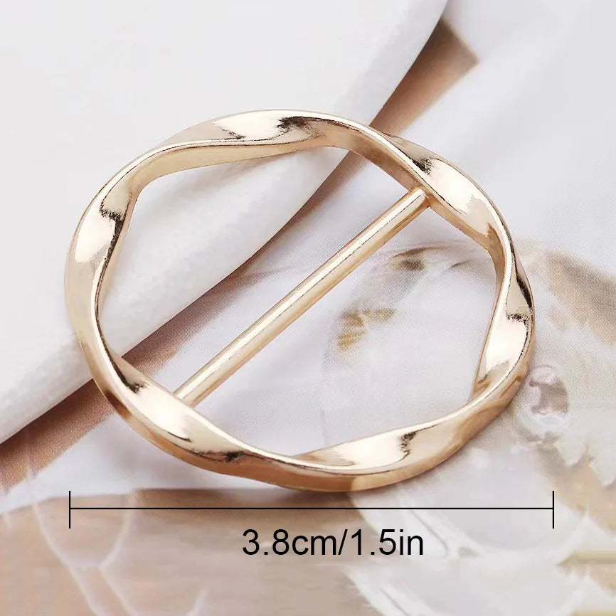 Women Geometric Brooch Clothes Corner Knot Button Ring Shirt Hem T-shirt Scarf Buckle Clothes Decoration Accessories