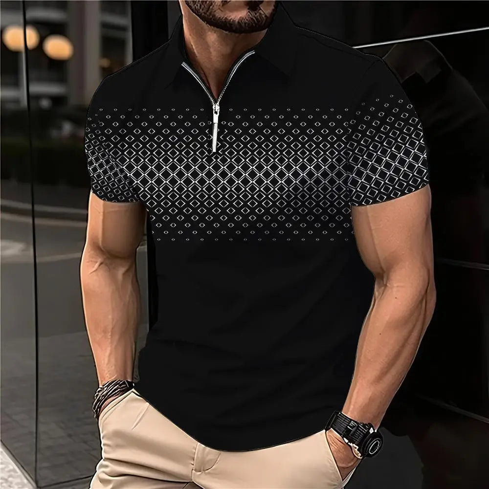 Summer T Shirts for Men Short Sleeve Men's Clothing Collar 3D Printing mon