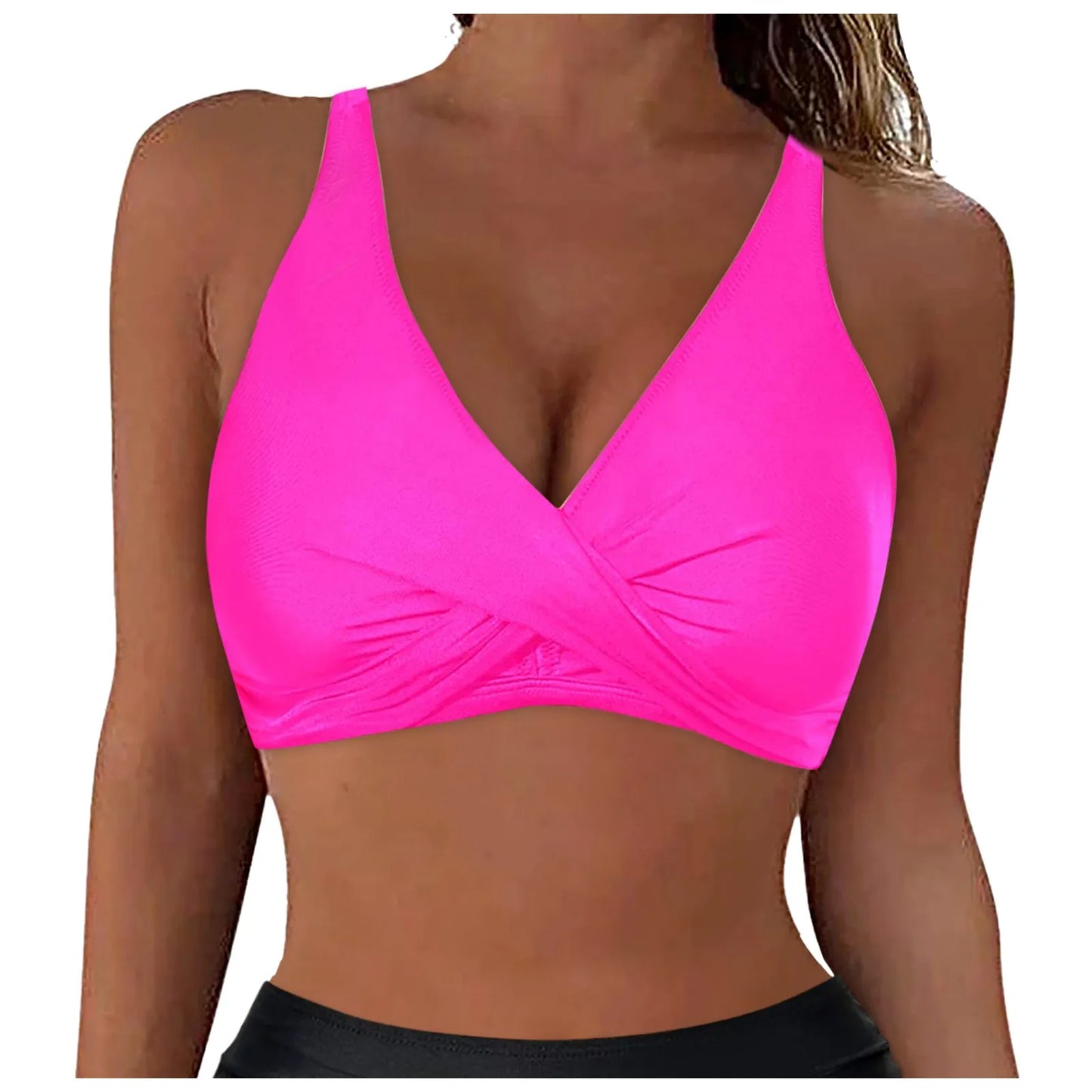 Women Lace Up Swimwear Tops Underwire Full Coverage Bikini Top Push Up Swim Crop Top Tie Back Bathing Suit купальник 2024 тренд