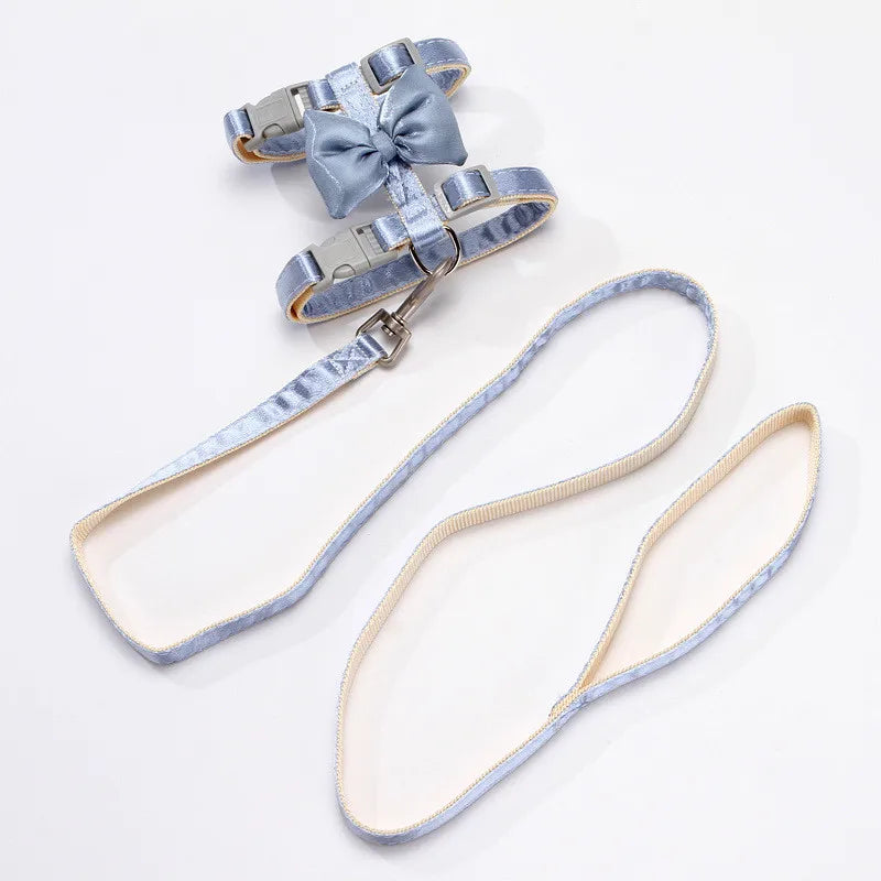 Cat Harness and Leash Adjustable Size Bling Harness with Bow Trim and Leash Rope To Keep Out Break Free Cat Walking for Cats