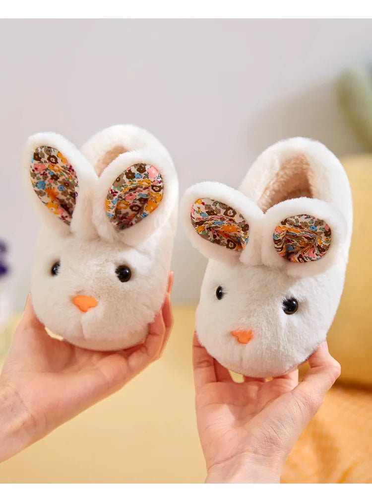 Kid Shoes Girl Fur Slippers Anti Slip Warm Slippers Fashionable Color Matching Cotton Slipper Autumn Winter Thick Bottom Slipper