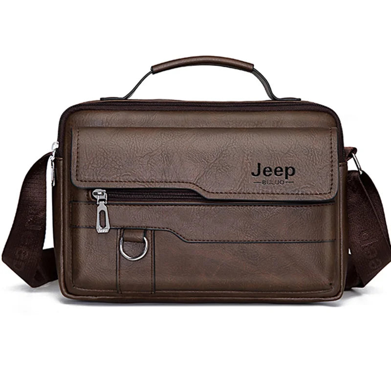 JEEP BULUO Brand Men's Crossbody Shoulder High Quality Tote Fashion Business Man Messenger Big Size PU Leather Bags