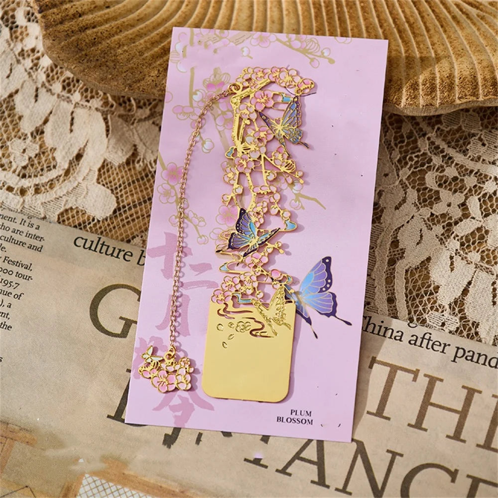 Retro Chinese Metal Hollow Bookmarks Creative Out Bookmark Book Clip Student Stationery School Office Supply New Year Gift
