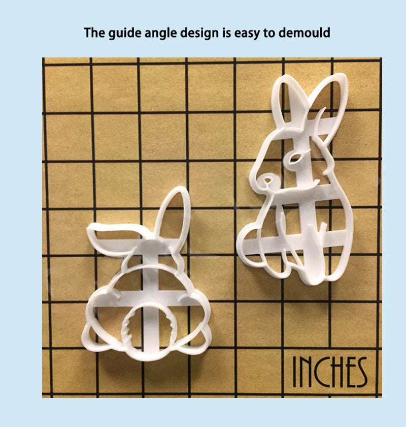 1/4pcs Cute Yoga Rabbit Easter Christmas Plastic Cookie Embossed Mold Fondant Cookie Cutter Bunny Biscuit Mold DIY Baking Tools