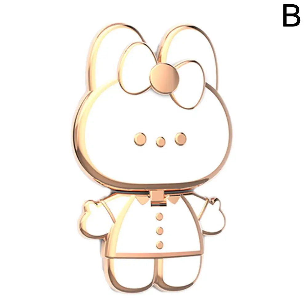 Universal Mobile Phone Holder Metal Cute Cat Phone Holder Cell Phone Stand 2 In 1 Finger Holder With Make Up Mirror