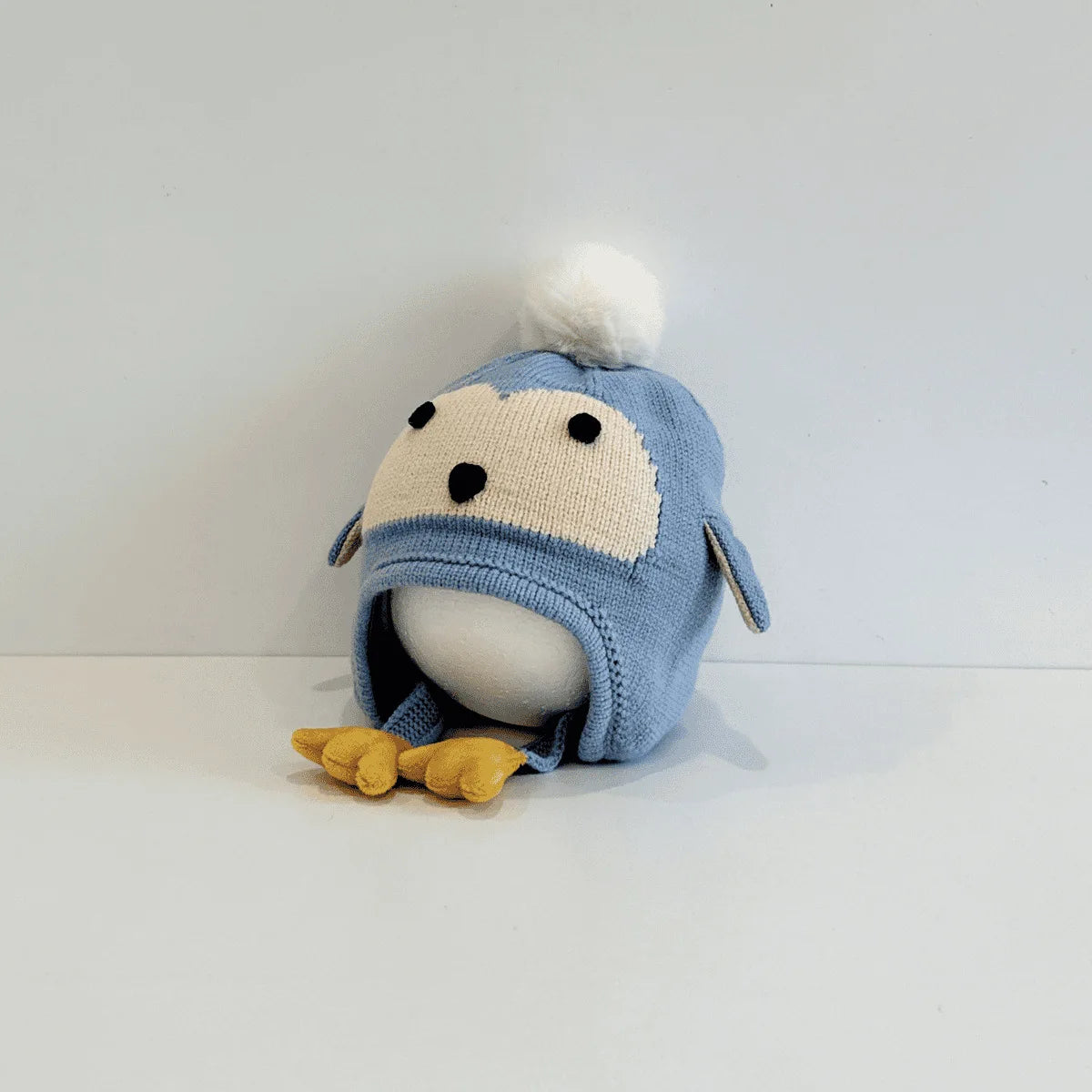Kids Boys Girls Knitted Hats Winter Thick Warm Cute Cartoon Penguin Beanies Warm Ear Protection Cap for Children 0-4Years Baby