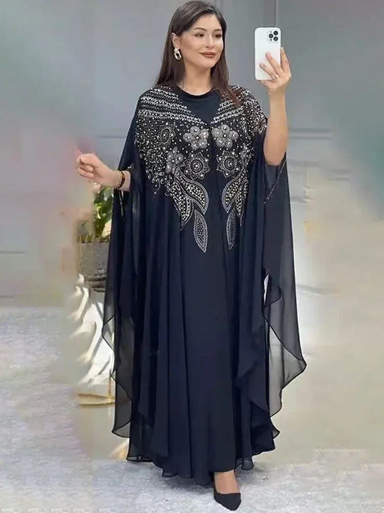 Abayas For Women Dubai Luxury Chiffon Boubou Muslim Fashion Dress Caftan Wedding Party Occasions Djellaba Femme