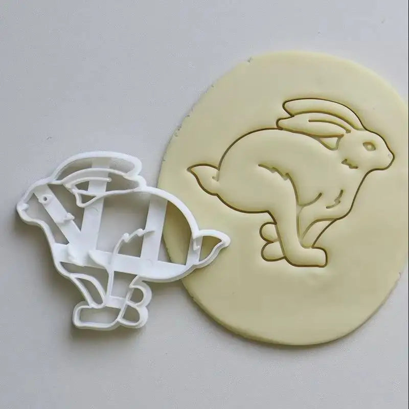 1/4pcs Cute Yoga Rabbit Easter Christmas Plastic Cookie Embossed Mold Fondant Cookie Cutter Bunny Biscuit Mold DIY Baking Tools