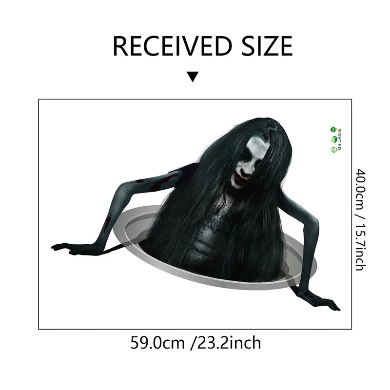3D Floor Wall Stickers Scary Ghost Halloween Removable Interior Decoration Scary Atmosphere Bar Party Spooky Decoration Props