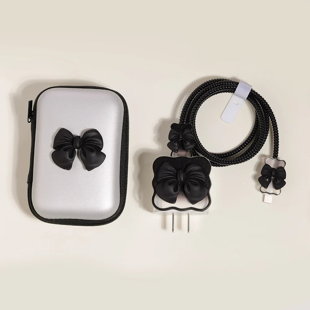 Cute Ins Cable Protector For iPhone iPad 18W/20W Charger Protective Case With Storage Bag Cable Management Wire Cord Unique Organizer
