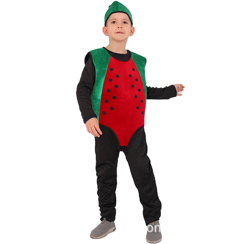 Halloween Kids Girls Boys Children Fruit Vegetable Costume Watermelon Strawberry Banana Tomato Outfit Cute Cosplay Party