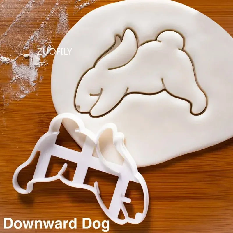 1/4pcs Cute Yoga Rabbit Easter Christmas Plastic Cookie Embossed Mold Fondant Cookie Cutter Bunny Biscuit Mold DIY Baking Tools