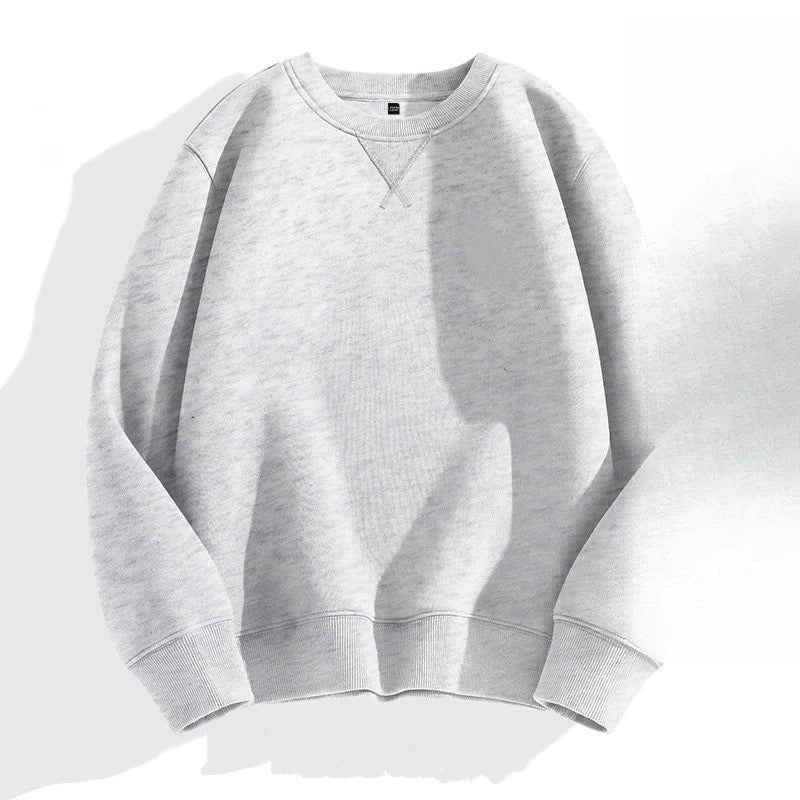 heavy cotton sweater men's autumn new loose and thick long-sleeved t-shirt solid color Japanese crew neck bottoming shirt mon