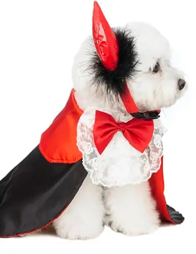 New Dog Halloween Costume Pet Demon Shirts with Vampire Headband Puppy Halloween Costumes for Small Dogs Cloak 2024