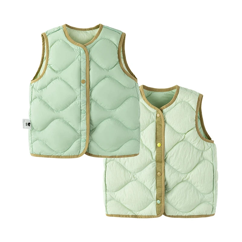 Mini Bala Kids Down Vest Winter Reversible Duck Down Waterproof Windproof Warm Lightweight for Outdoor Activities Macaron Color