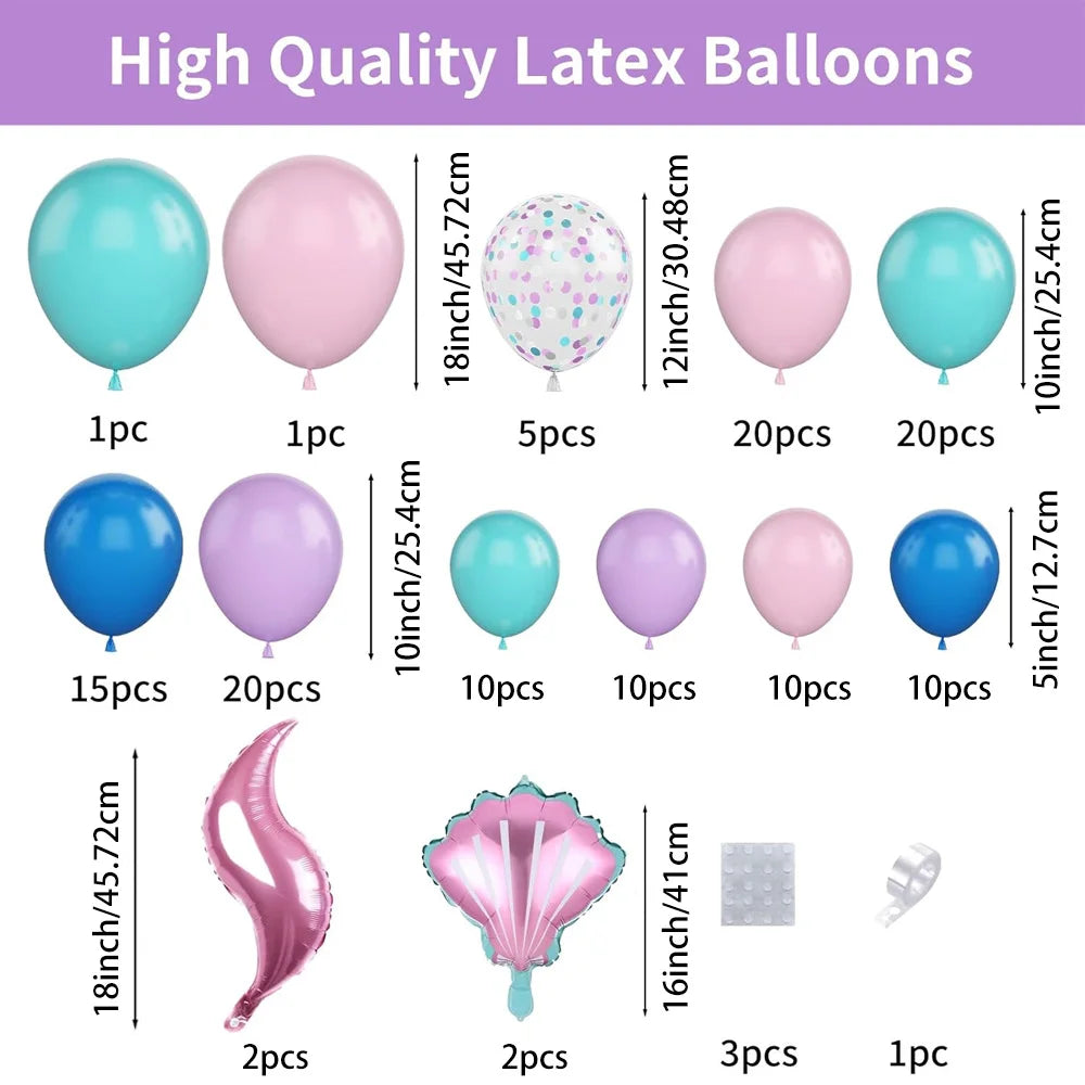 120pcs Ocean Themed Balloon Set, Blue Balloons and Marine Animals As Birthday Parties and Summer Outdoor Beach Decorations