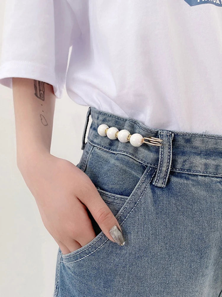 4PCS Waist Adjustment Uniform Clothing Extended Buckle And Waist Adjustment Buckle Pearl Broocated Fashion Decorative Accessorie clothes - unique