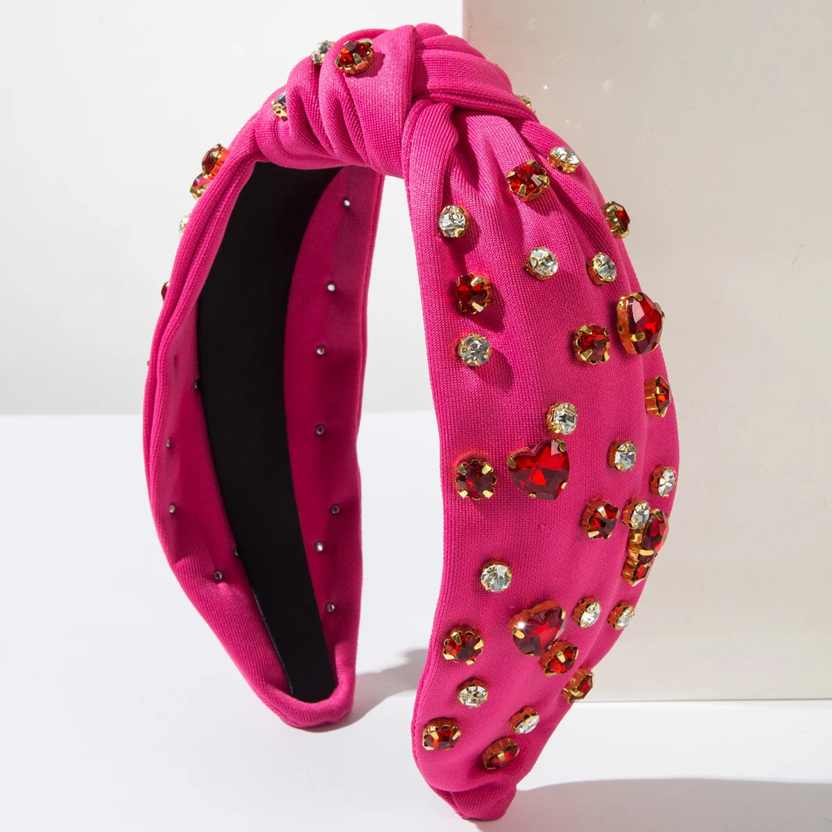Amazon's New Valentine's Day Headband Korean Version Fashionable Nail Drill Heart-shaped Glass Diamond Decoration Sweet Headband