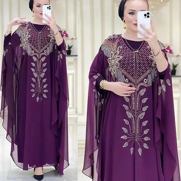 Abayas For Women Dubai Luxury Chiffon Boubou Muslim Fashion Dress Caftan Wedding Party Occasions Djellaba Femme