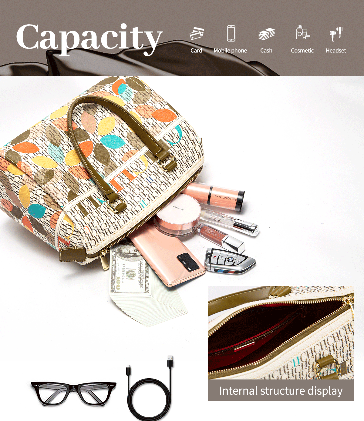 Jacquard Colorful Women's Commuting Crossbody BagFashionable and Luxury Design Spring 2024 New Women's Handbag