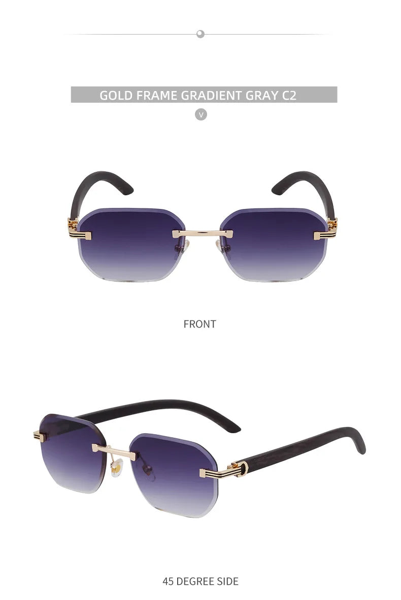 Vintage Square Rimless Sunglasses Men Luxury Brand Trendy Frameless Punk UV400 Eyewear Anti Blue Light Prescription Glasses