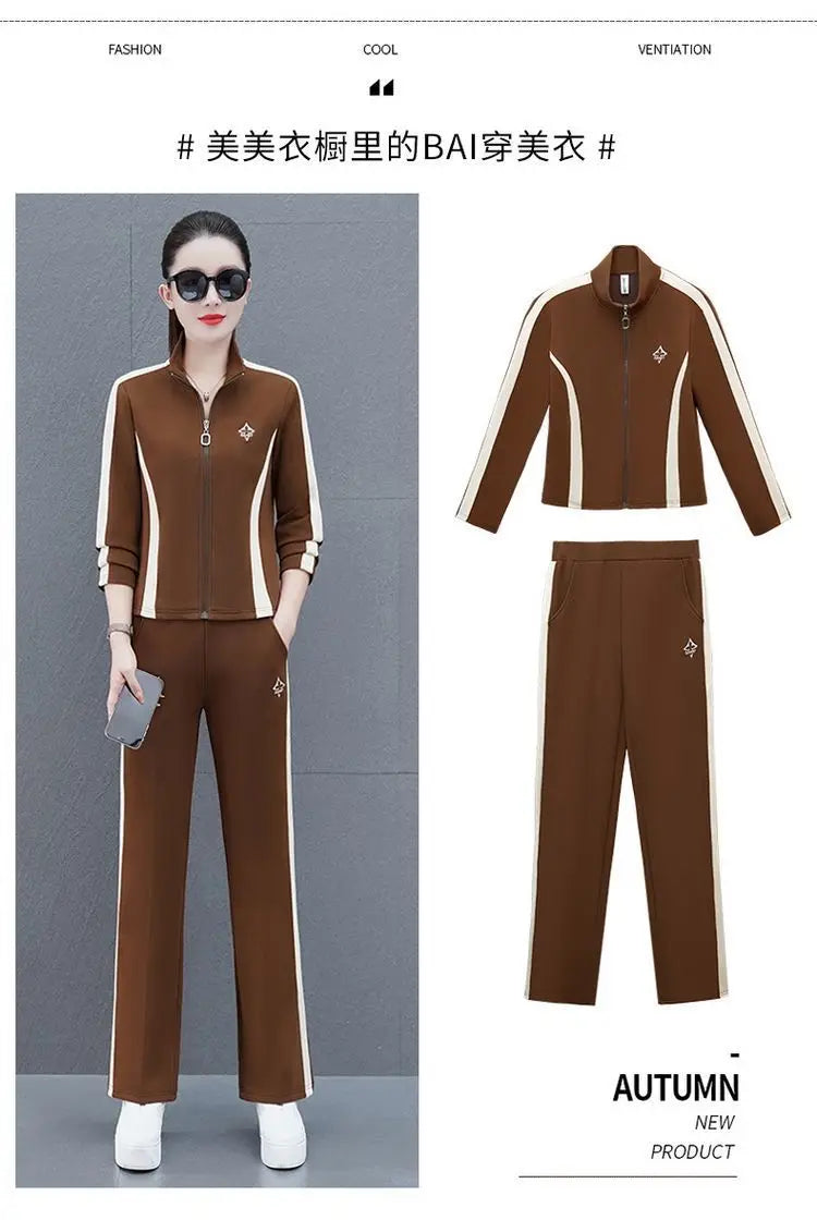 Women's Sportswear Suit Spring And Autumn Clothing New Fashion Leisure Tracksuit For Woman Crop Top Pants Two Pieces Sets